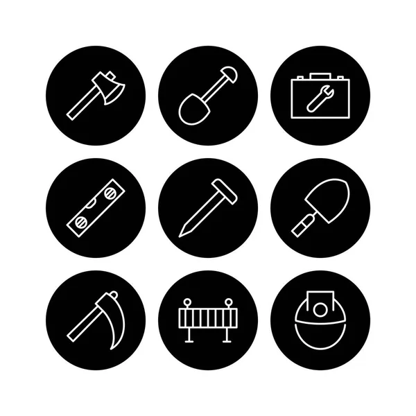 Construction Icons Sheet Isolated White Background — Stock Vector