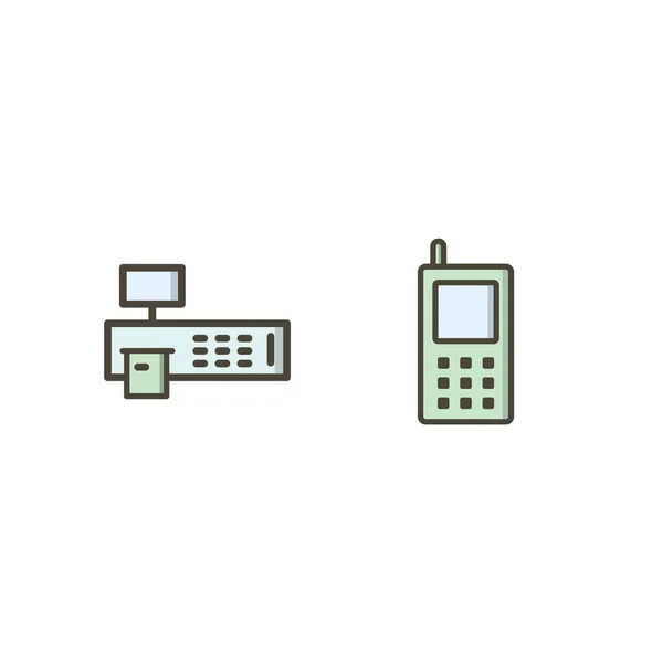Conjunto Iconos Dispositivos Electrónicos Para Uso Personal Comercial — Vector de stock
