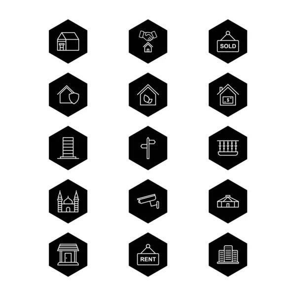 Immobilien Icons Sheet Isolated Auf Weißem Hintergrund — Stockvektor