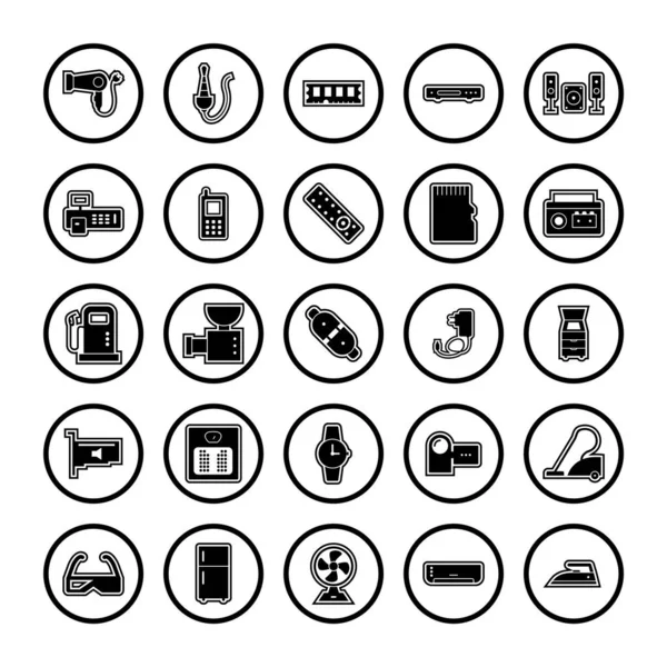 Electronic Devices Icons Sheet Isolated White Background — Stock Vector