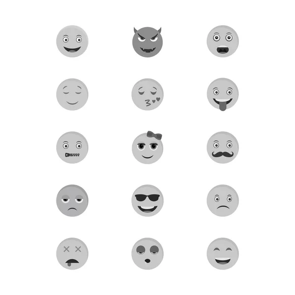 Zestaw Ikon Emoji Izolowanych Białym Tle — Wektor stockowy