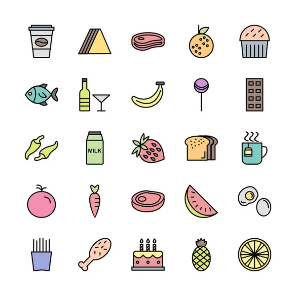 Icon Set Food Personal Commercial Use — стоковый вектор