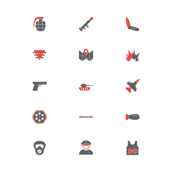 Conjunto Iconos Militares Aislados Sobre Fondo Blanco — Vector de stock