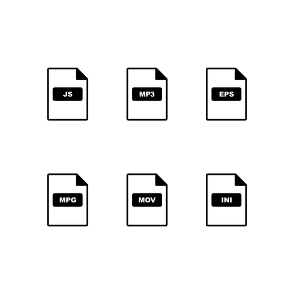 Icono Conjunto Formatos Archivo Para Uso Personal Comercial — Archivo Imágenes Vectoriales