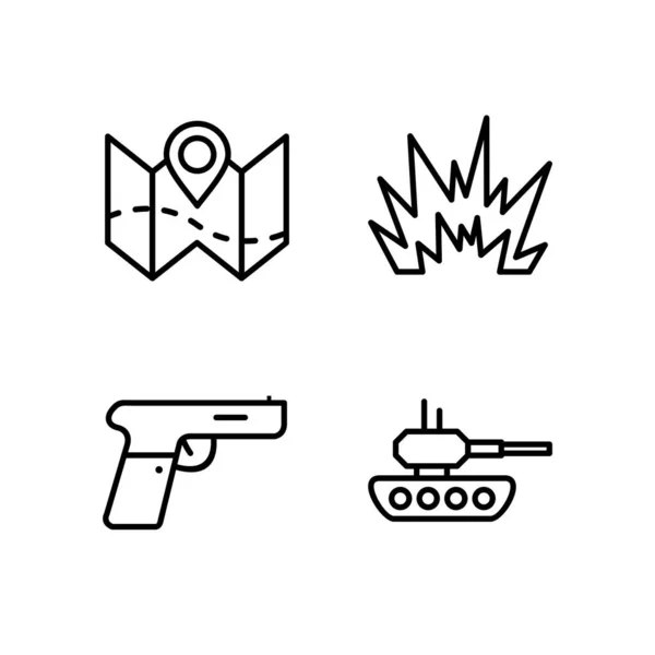 Conjunto Iconos Militares Sobre Fondo Blanco Vector Elementos Aislados — Vector de stock