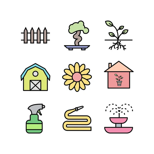 Icon Set Von Gartenarbeit Für Den Persönlichen Und Kommerziellen Gebrauch — Stockvektor