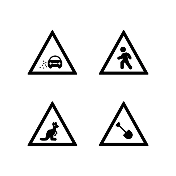 Road Signs Icons Sheet Isolated White Background — Stock Vector