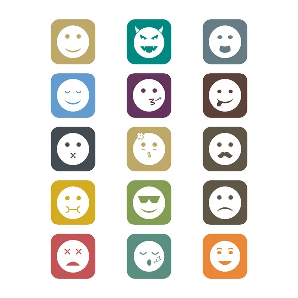 Emoji Icons Φύλλο Απομονώνονται Λευκό Φόντο — Διανυσματικό Αρχείο