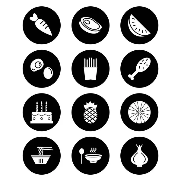 Conjunto Iconos Alimentos Aislados Sobre Fondo Blanco — Vector de stock