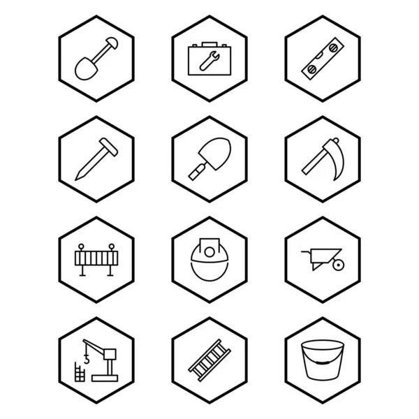 Ensemble Icônes Construction Sur Fond Blanc Éléments Isolés Vectoriels — Image vectorielle