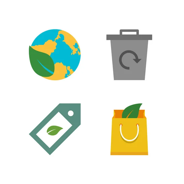 Eco Icons Sheet Isolated White Fone — стоковый вектор