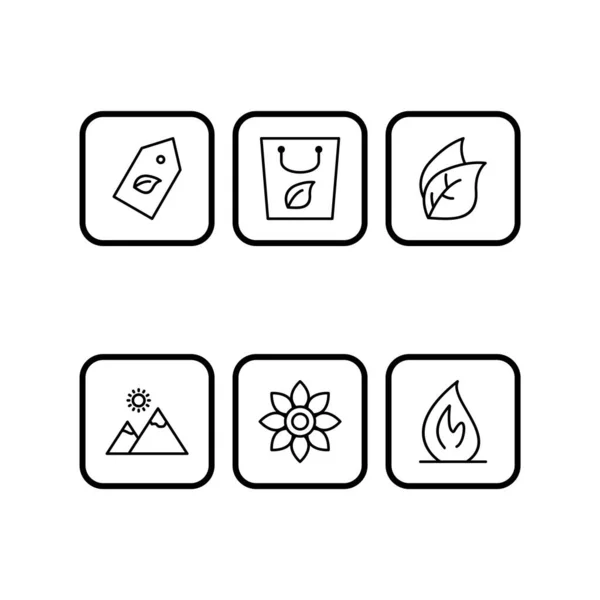 Set Icoane Ecologice Elemente Izolate Vector Fundal Alb — Vector de stoc