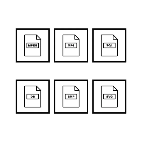 Ensemble Icônes Formats Fichiers Isolées Sur Fond Blanc — Image vectorielle