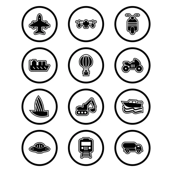 Conjunto Iconos Transporte Para Uso Personal Comercial — Vector de stock