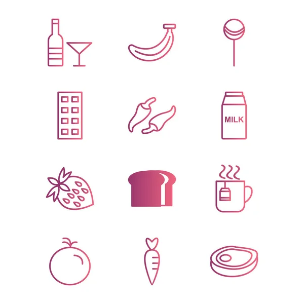 Icon Set Food Personal Commercial Use — стоковый вектор