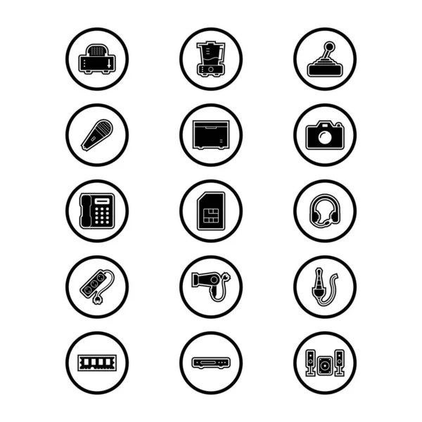 Set Van Elektronische Apparaten Iconen Witte Achtergrond Vector Geïsoleerde Elementen — Stockvector