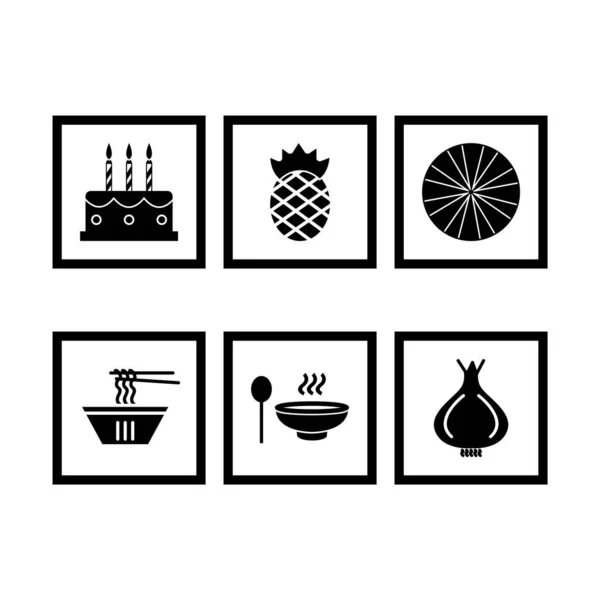 白色背景向量分离元素上的一组6个食品图标 — 图库矢量图片