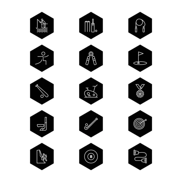 Symbolset Aus Sport Und Spielen Für Den Persönlichen Und Kommerziellen — Stockvektor