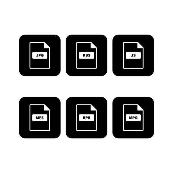 Set File Formats Icons Isolated White Background — Stock Vector