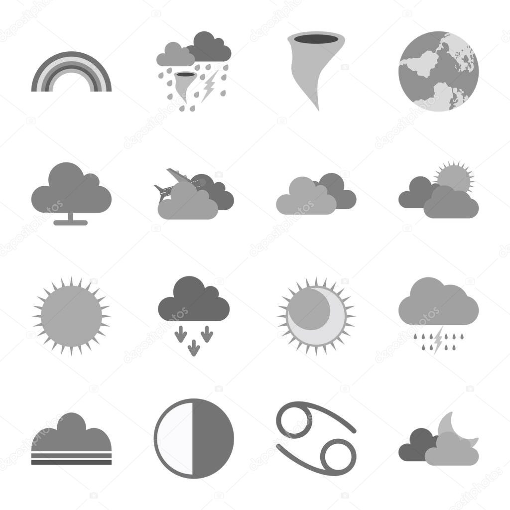 16 Set Of Weather icons isolated on white background...