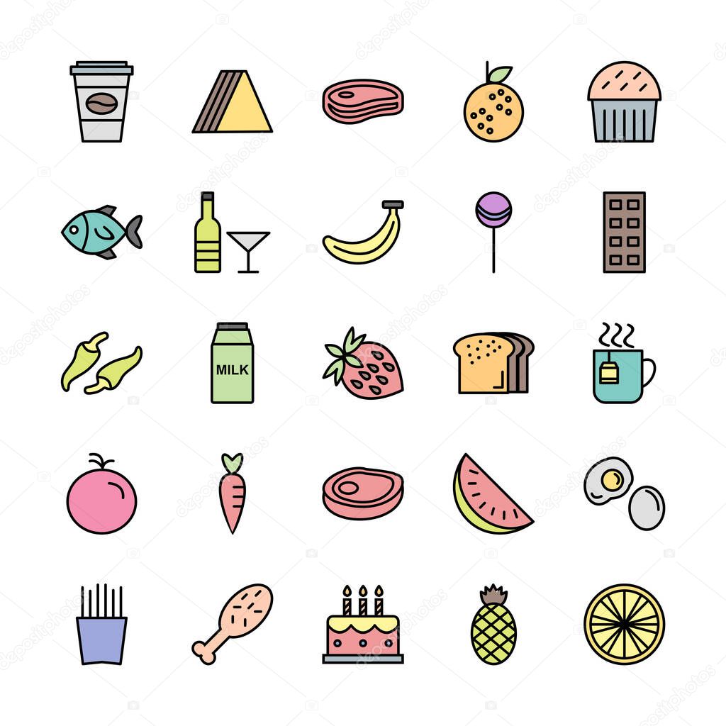 Icon Set Of Food For Personal And Commercial Use...