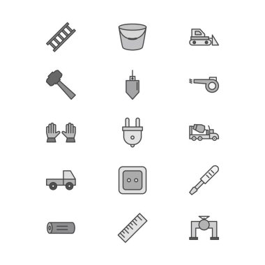 Beyaz Arkaplanda İzole Edilmiş 15 Yapılandırma Simgesi...