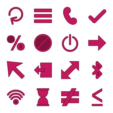 Beyaz arkaplanda izole edilmiş 16 temel element simgesi...