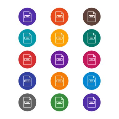 Kişisel ve Ticari Kullanım için 15 dosya biçimi simgesi...