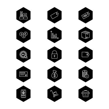 Beyaz Arkaplanda İzole Edilmiş 15 E-Ticaret Simgesi...