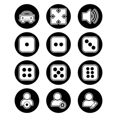 Beyaz arkaplanda izole edilmiş 12 evrensel simge kümesi...