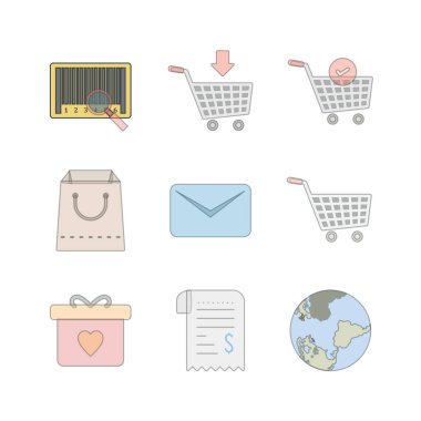 Kişisel ve Ticari Kullanım İçin 9 Simge E- ticaret...