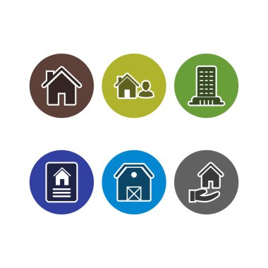 Beyaz Arkaplanda İzole Edilmiş 6 Emlak Simgesi...