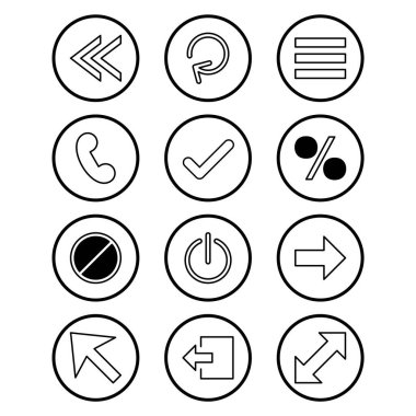 Beyaz Arkaplan Vektörü İzole Edilmiş Elementler üzerinde 12 temel element simgesi kümesi...