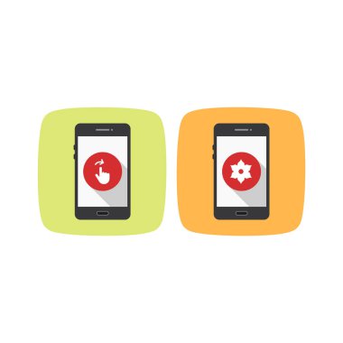 Beyaz Arkaplan Vektörü İzole Edilmiş Elementler üzerindeki 2 mobil uygulama seti...