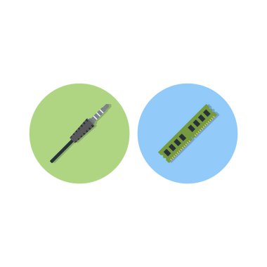 Beyaz Arkaplan Vektörü İzole Edilmiş Elementler üzerinde 2 elektronik aygıt seti...