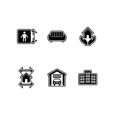 Beyaz Arkaplan Vektörü İzole Edilmiş Elementler Üzerine 6 Emlak Simgesi...