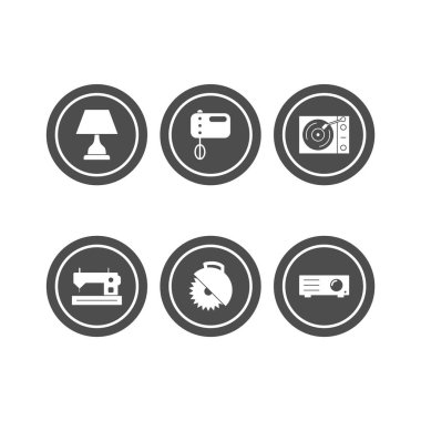 Beyaz Arkaplan Vektörü İzole Edilmiş Elementler üzerinde 6 elektronik aygıt seti...