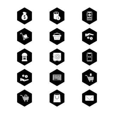 Beyaz Arkaplanda İzole Edilmiş 15 E-Ticaret Simgesi...