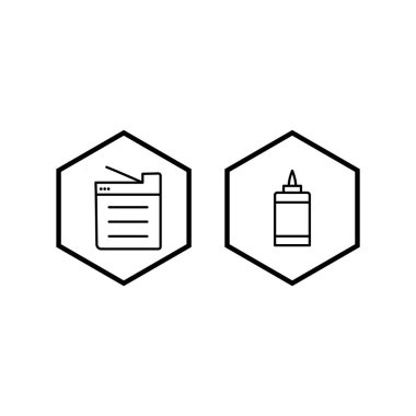  2 Ofis Simgesi Sayfası Beyaz Arkaplanda İzole Edildi...