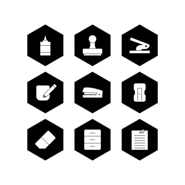 9 Ofis Simgeleri Sayfası Beyaz Arkaplanda İzole Edildi...