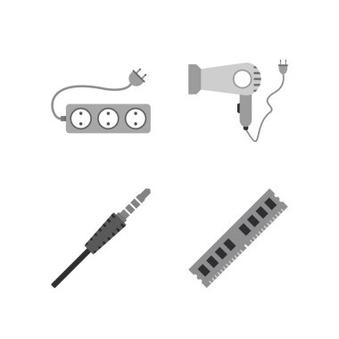 Beyaz Arkaplanda İzole Edilmiş 4 Elektronik Aygıt Simgesi...