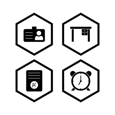 Beyaz Arkaplan Vektörü İzole Edilmiş Elementler Üzerine 4 Eğitim Simgesi...