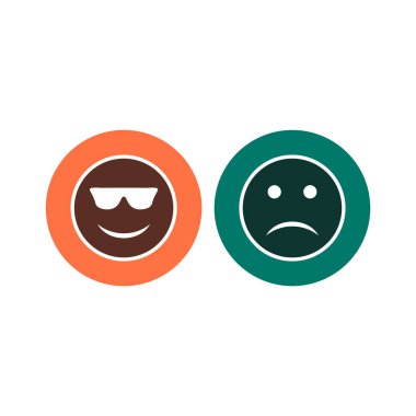 Beyaz arkaplanda 2 çift emoji simgesi izole edildi...