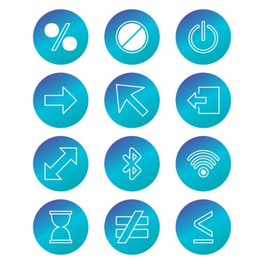 Beyaz arkaplanda 12 temel element simgesi izole edildi...