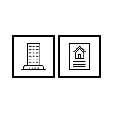 Beyaz Arkaplan Vektörü İzole Edilmiş Elementler Üzerine 2 Emlak Simgesi...