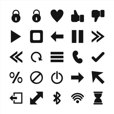 25 temel element Simge Sayfası Beyaz Arkaplanda İzole Edildi...