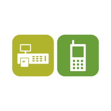 Beyaz Arkaplanda izole edilmiş 2 Elektronik Aygıt Simgesi...