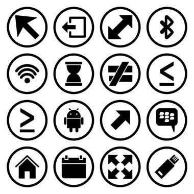 Beyaz Arkaplan Vektörü İzole Edilmiş Elementler Üzerine 16 temel öge seti Simgesi...