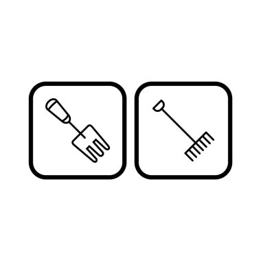 Beyaz Arkaplanda İzole edilmiş 2 Bahçe Simgesi...