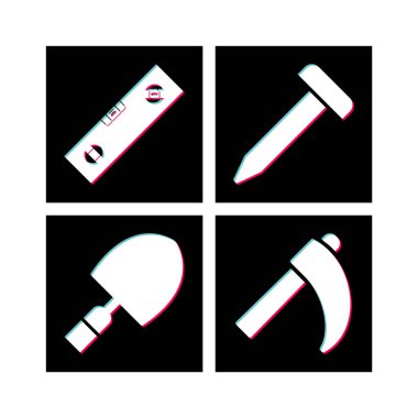 Beyaz arkaplanda 4 set inşaat simgesi izole edildi...